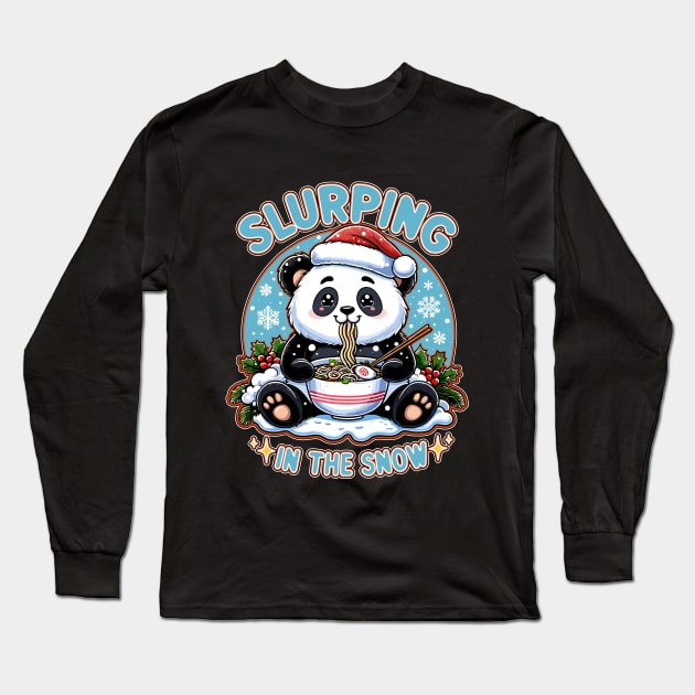 Noodle Panda, Winter Comfort Food Long Sleeve T-Shirt by maknatess